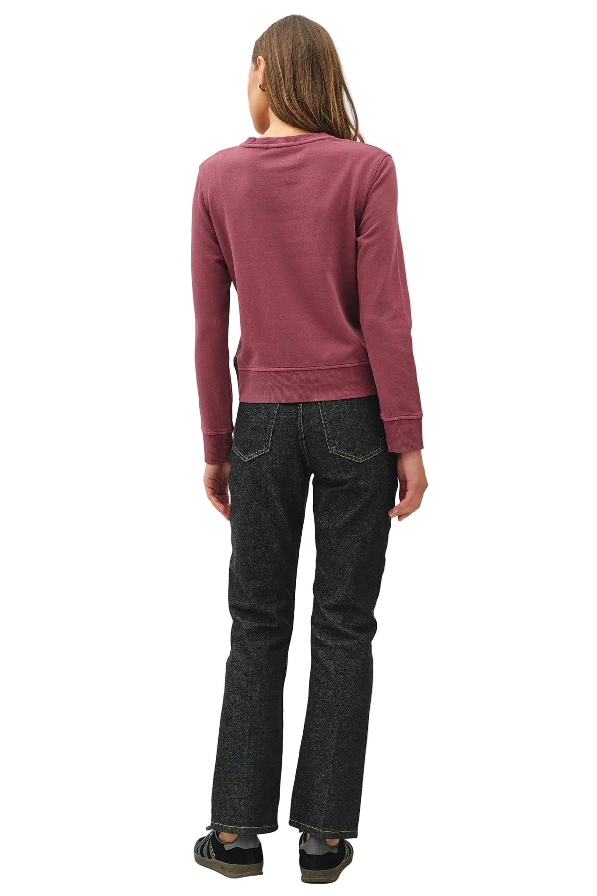 Be Cool Women's Merlot Garment-dyed Cotton Fleece Crew Sweatshirt
