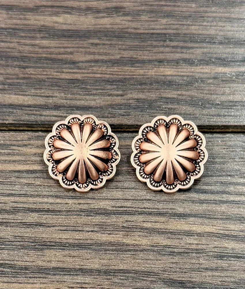 Women's Isac .8" Brass Concho Stud Earrings