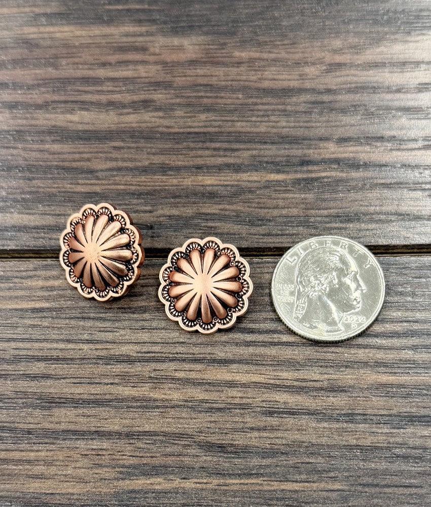 Women's Isac .8" Brass Concho Stud Earrings