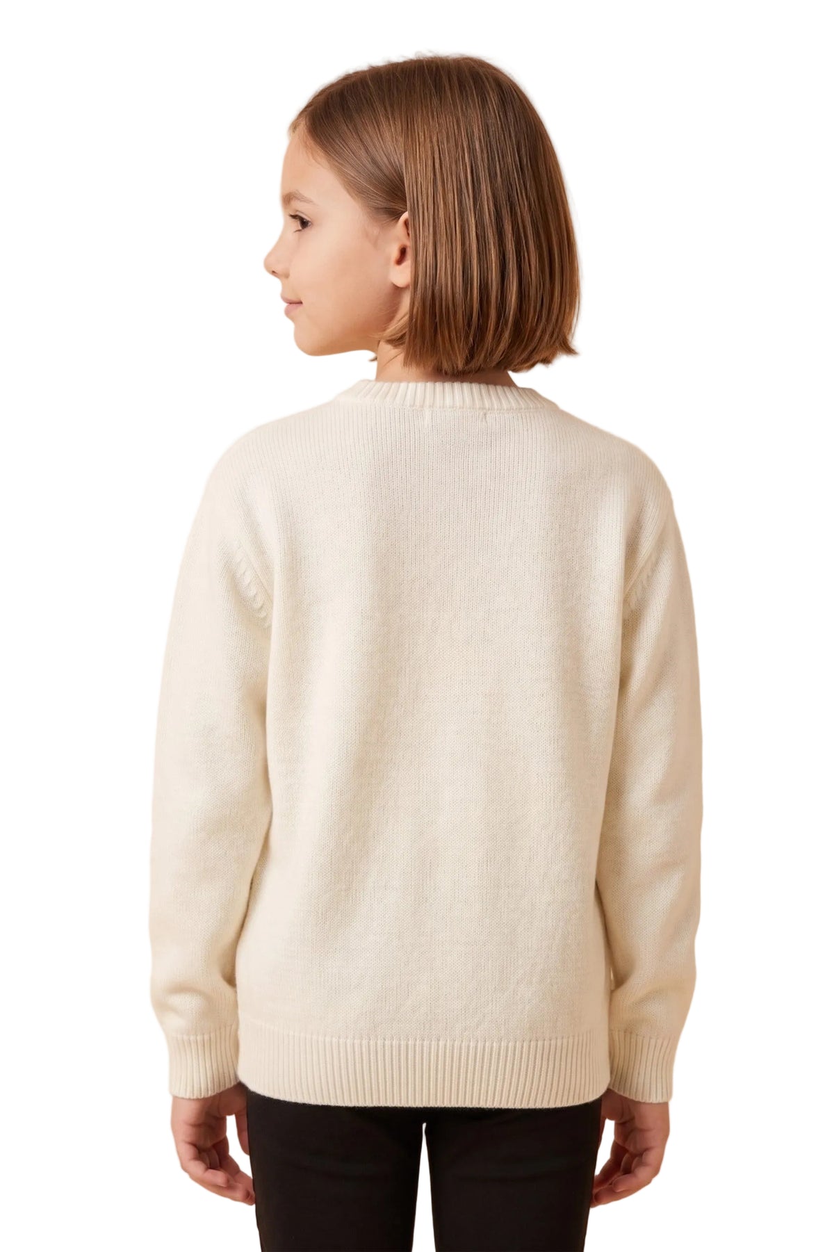 Hayden Girl's Ivory Terrier Graphic Knit Sweater Top