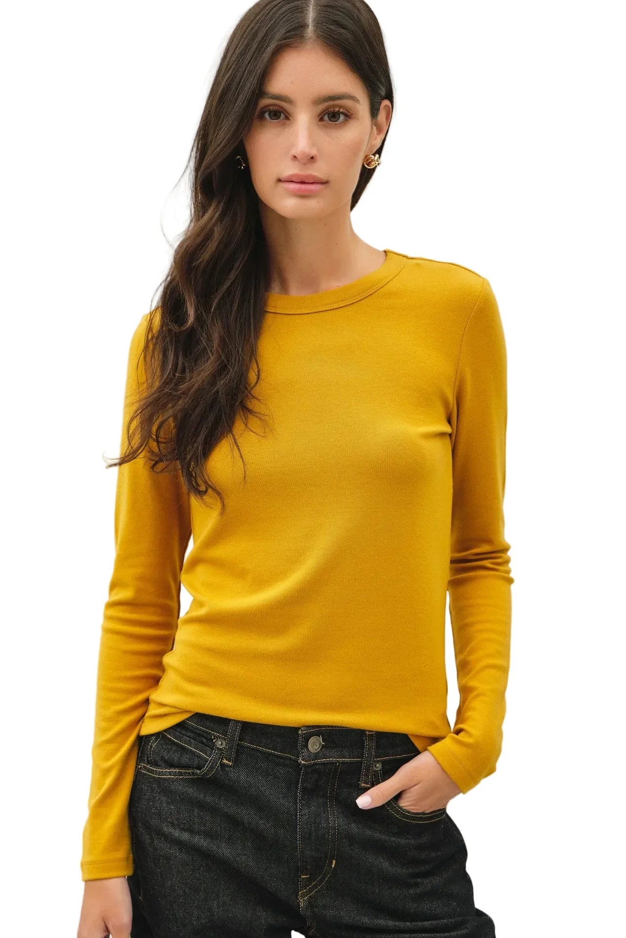 Women's Round Neck Long Sleeve Knit Top 19130