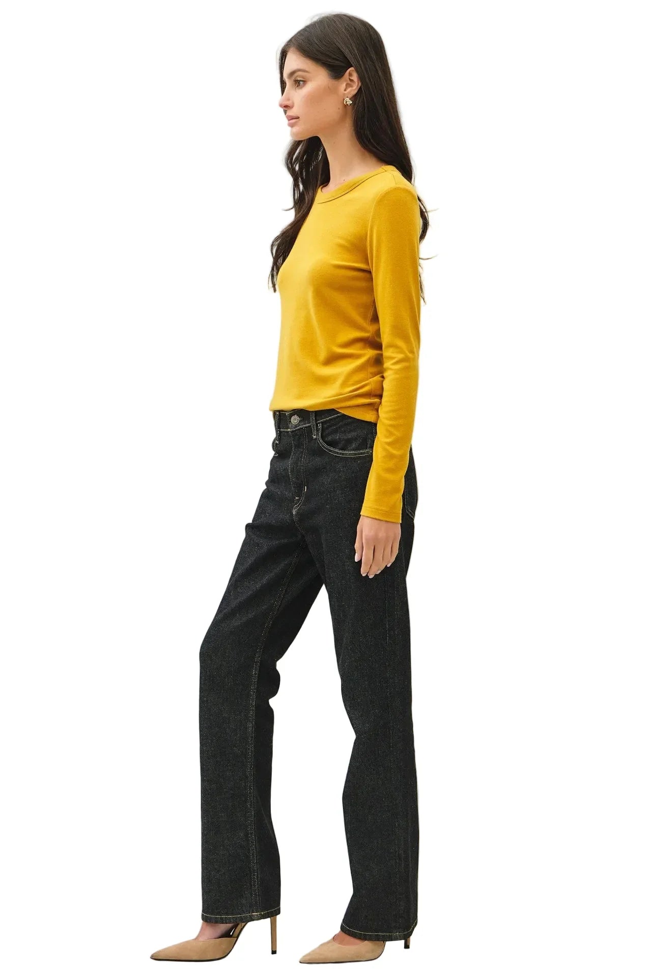 Women's Round Neck Long Sleeve Knit Top 19130