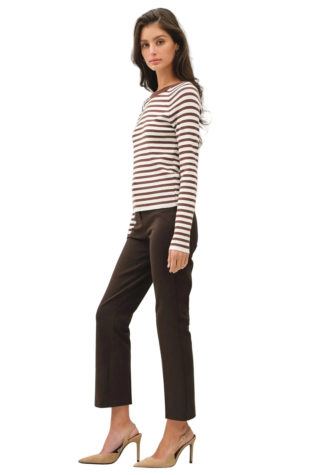 Women's Striped SLim Fit Raglan Sleeve Sweater 65720