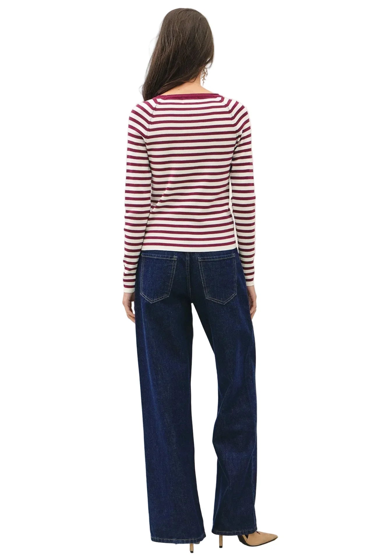 Women's Striped SLim Fit Raglan Sleeve Sweater 65720