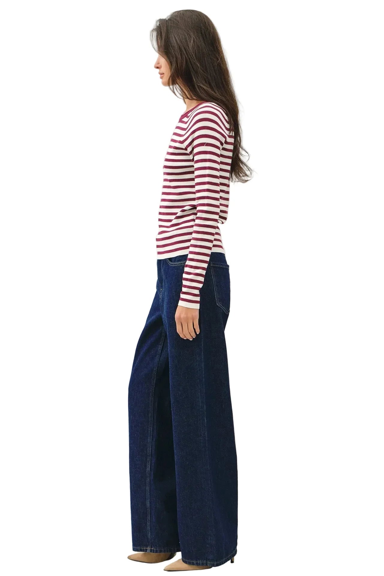 Women's Striped SLim Fit Raglan Sleeve Sweater 65720