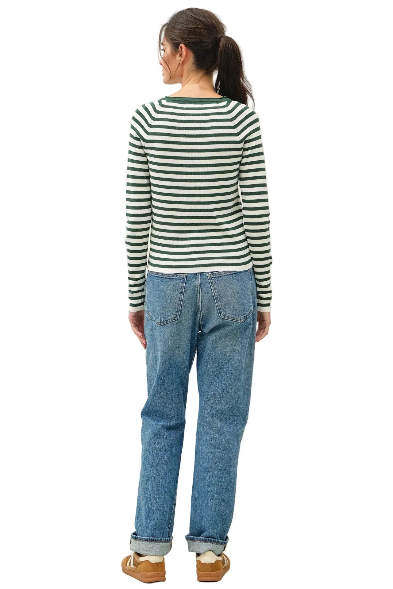 Women's Striped SLim Fit Raglan Sleeve Sweater 65720