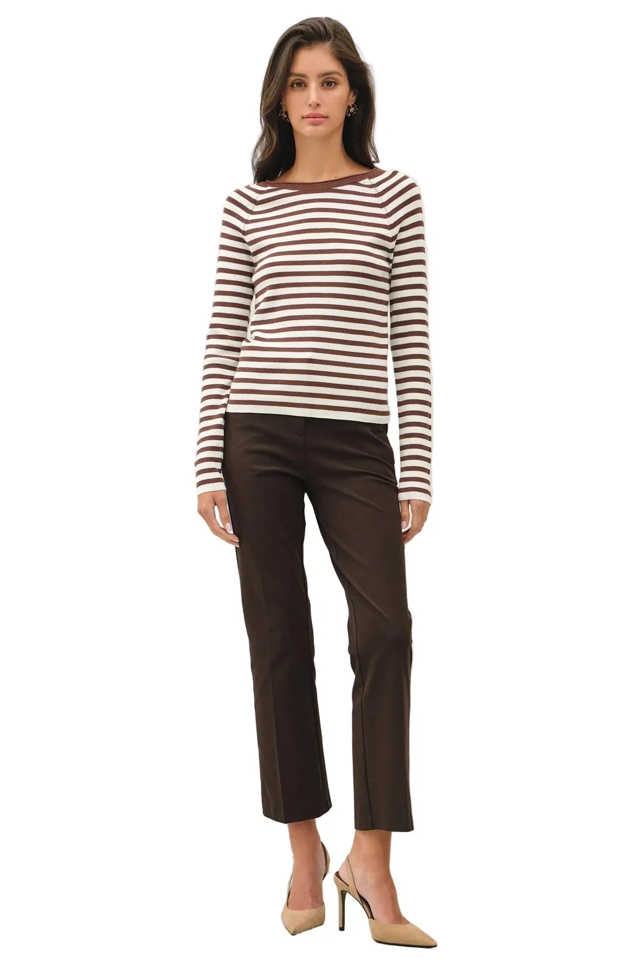 Women's Striped SLim Fit Raglan Sleeve Sweater 65720