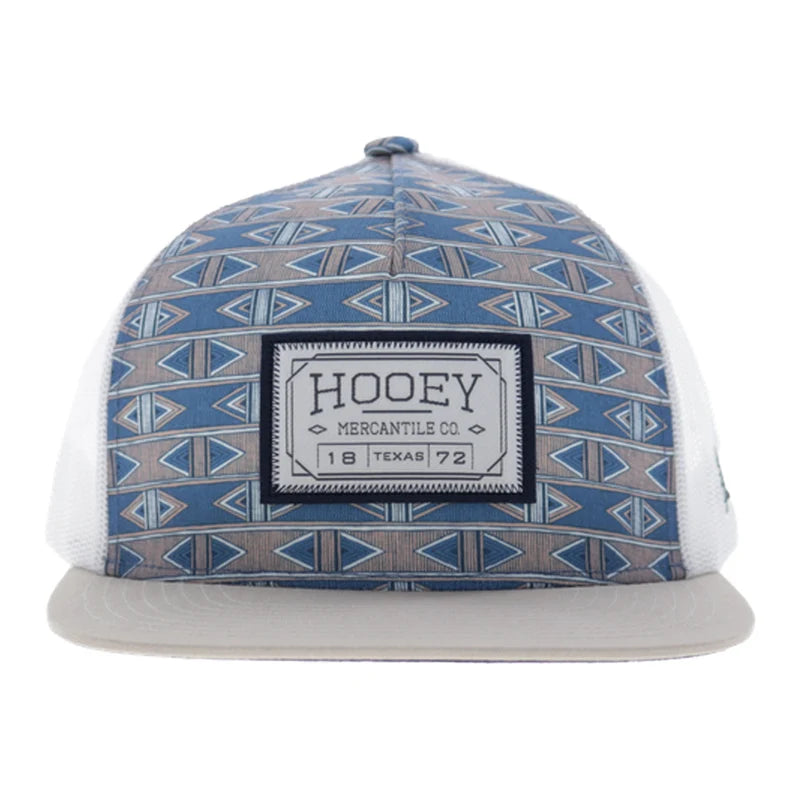 Hooey Men's Blue/White Doc 5-Panel Trucker Snapback 2602T-BLWH