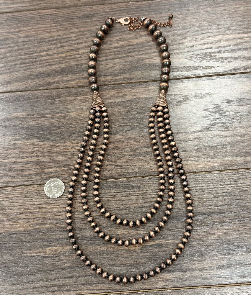 Isac Women's 30" Copper Western Bead Layered Necklace
