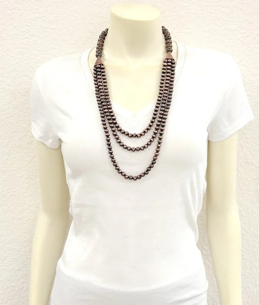 Isac Women's 30" Copper Western Bead Layered Necklace