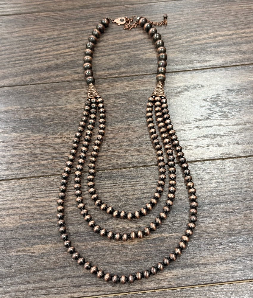 Isac Women's 30" Copper Western Bead Layered Necklace