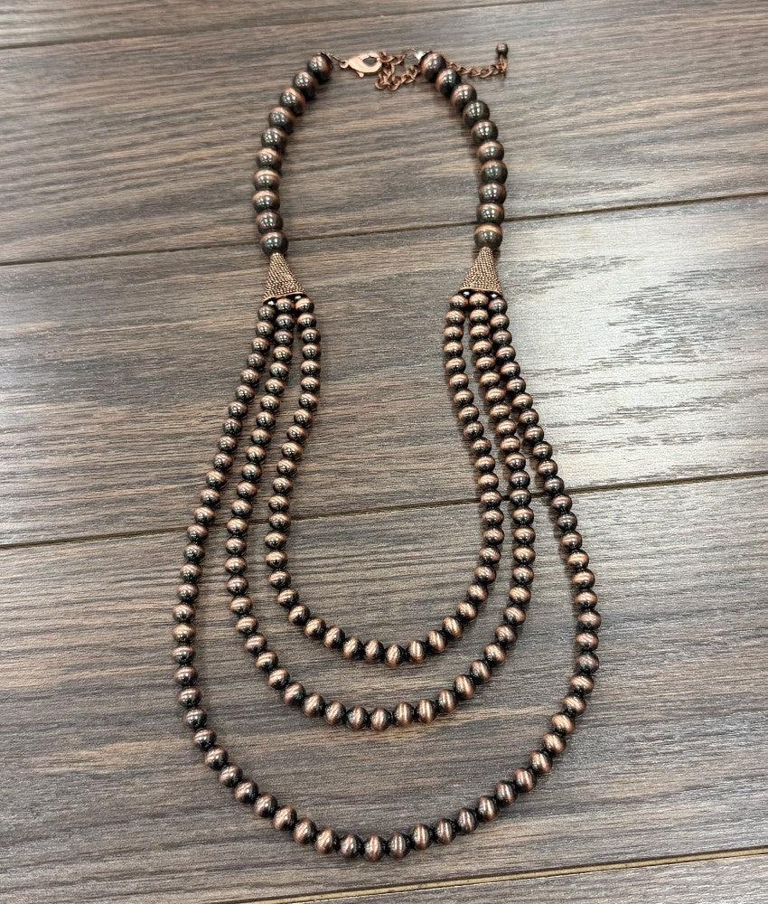 Isac Women's 30" Copper Western Bead Layered Necklace