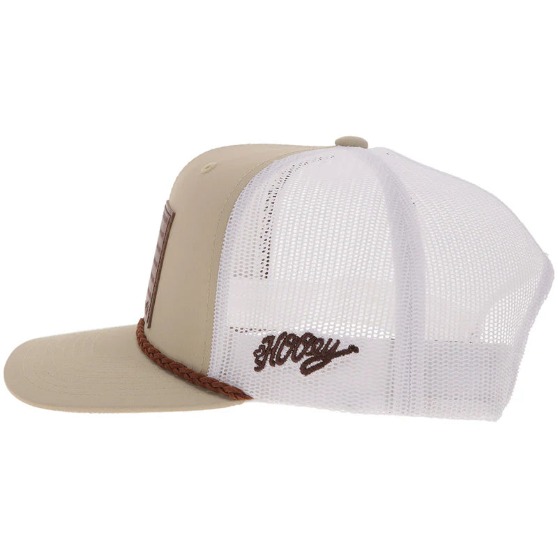 Men's Hooey Tan and White "Liberty Roper" with Leather Patch Cap 2610T-TNWH