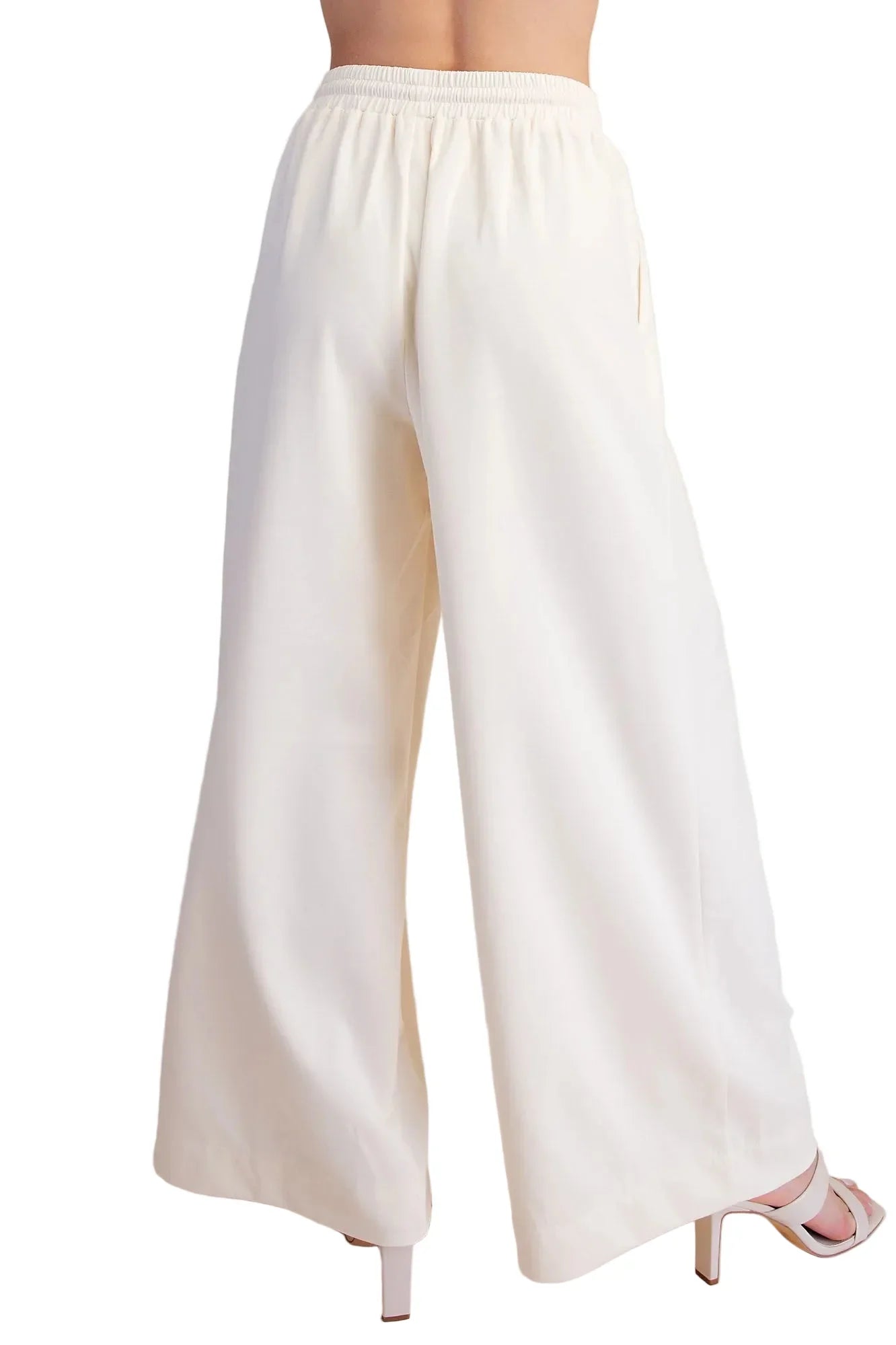 Glam Women's Ivory Wide Leg Lounge Pants
