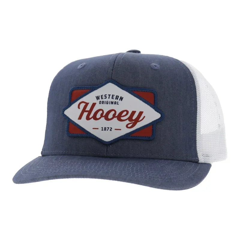 Hooey Men's Denim/White Diamond 6-Panel Trucker Snapback2622T-DEWH