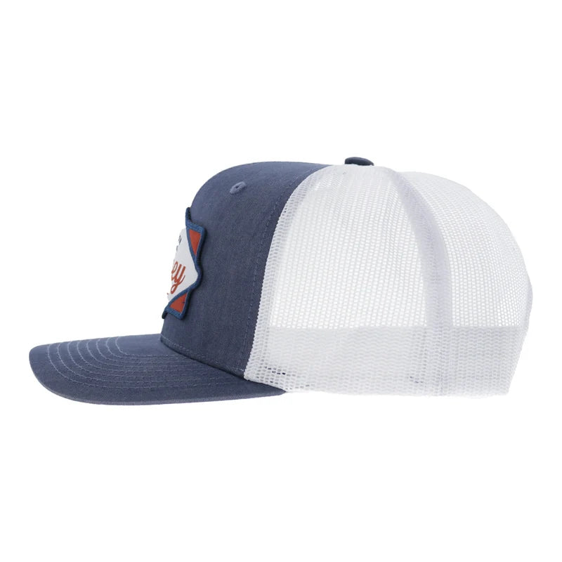 Hooey Men's Denim/White Diamond 6-Panel Trucker Snapback 2622T-DEWH