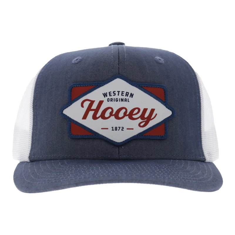 Hooey Men's Denim/White Diamond 6-Panel Trucker Snapback2622T-DEWH
