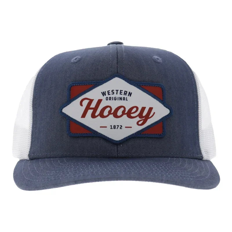 Hooey Men's Denim/White Diamond 6-Panel Trucker Snapback2622T-DEWH