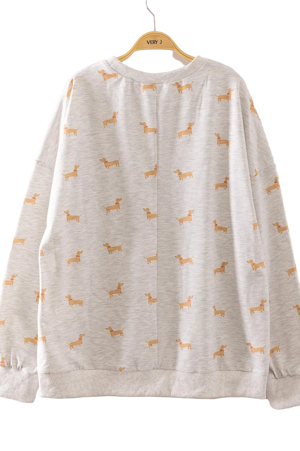Very J Women's Gray Dachshund Print Sweatshirt and Wide Leg Pants Set