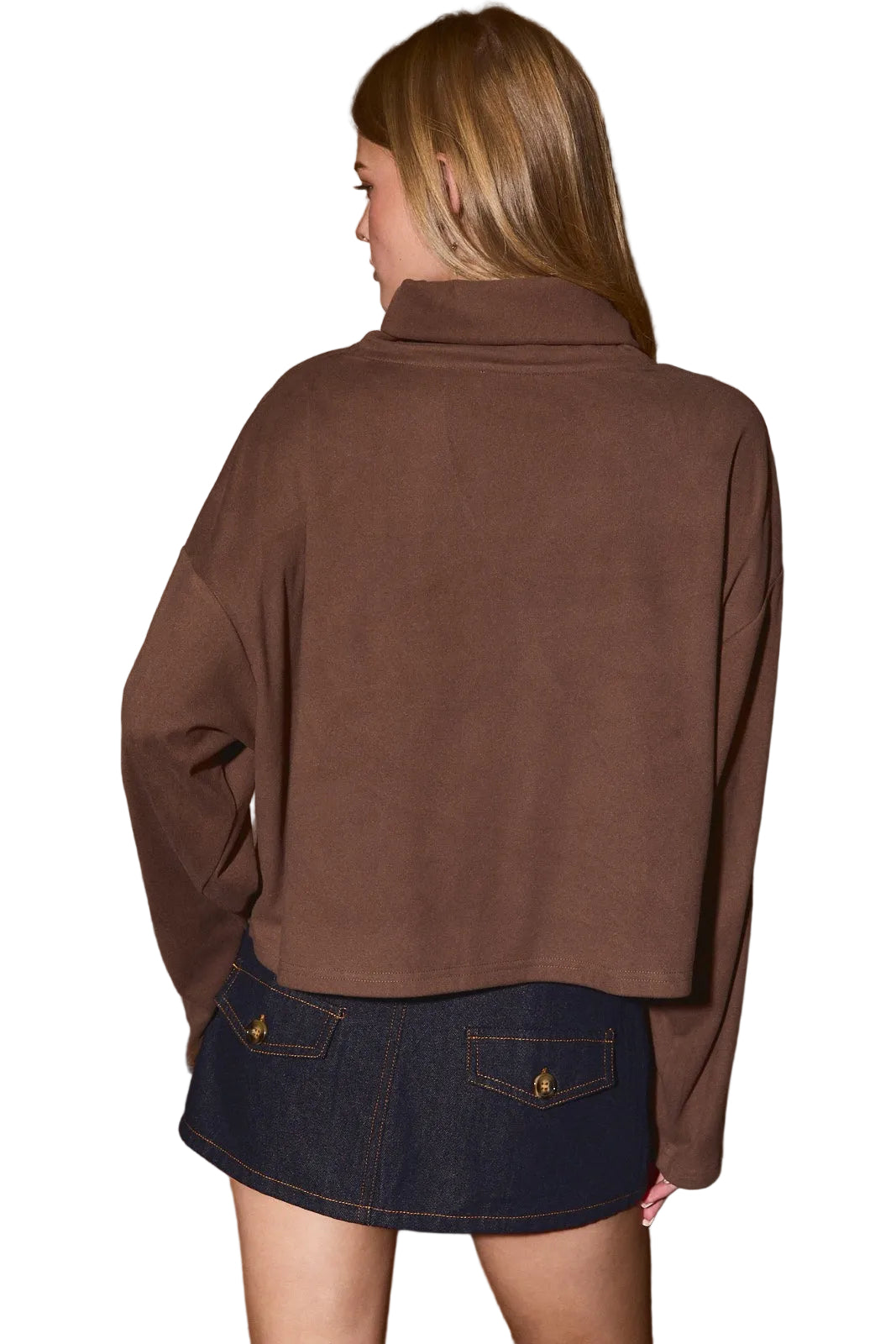 Le Lis Women's Mock Neck Boxy Pullover Knit Top