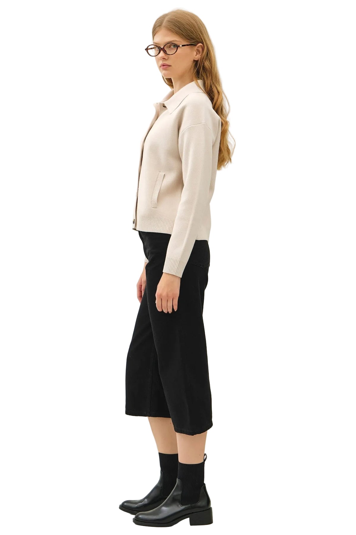Be Cool Women's Natural Archive Polo Knit Cardigan