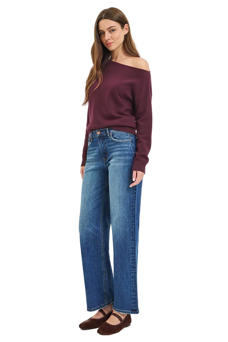 Risen Women's Dark Wash High Rise Straight Jeans