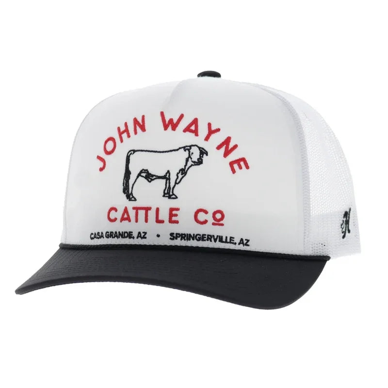 Hooey Men's White/Black John Wayne 5-Panel Trucker Snapback 2666T-WHBK