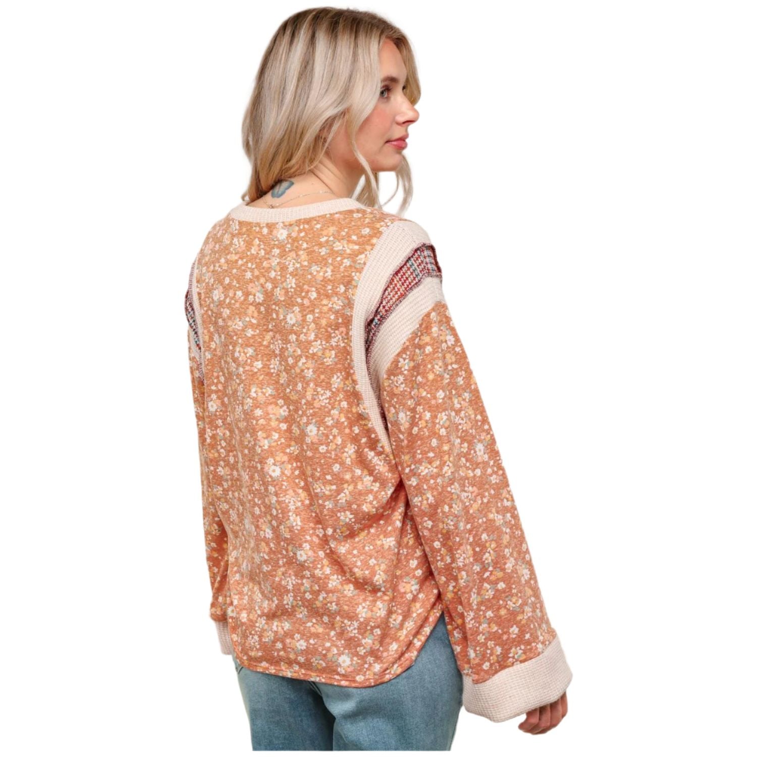 Women's Long Sleeve Color block Sweater HT7184 - Crazy House Western Wear