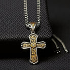 Men's Twister Chain Necklace with Antique Golf Floral Cross