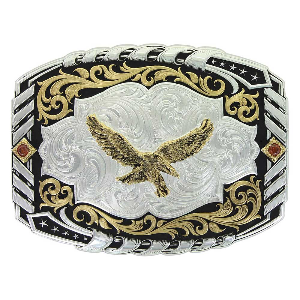 Men's Montana Silversmiths Two Tone Cantle Roll Buckle With Soaring Eagle 34800-696