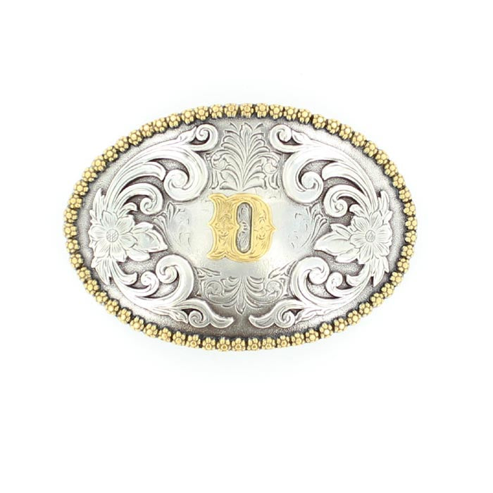 Men's Nocona Gold and Silver "D" Initial Belt Buckle 37072-D