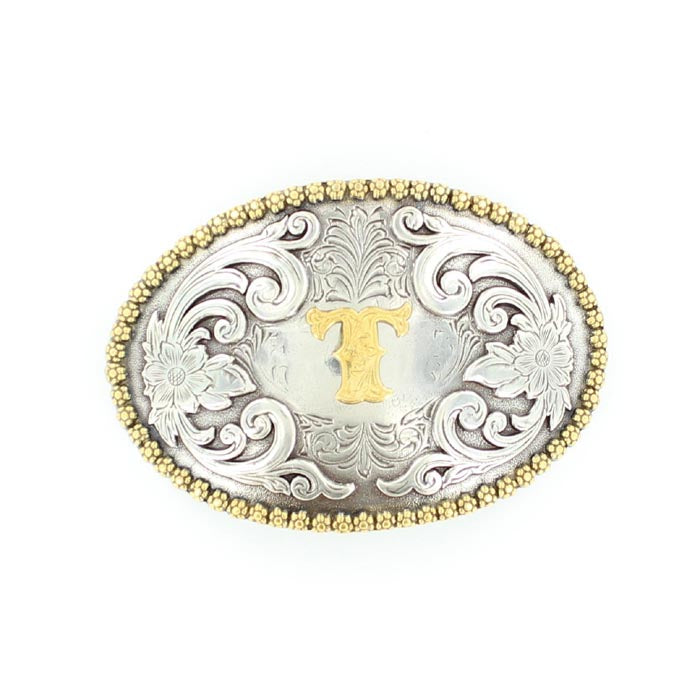 Men's Nocona Gold and Silver "T" Initial Belt Buckle 37072-T