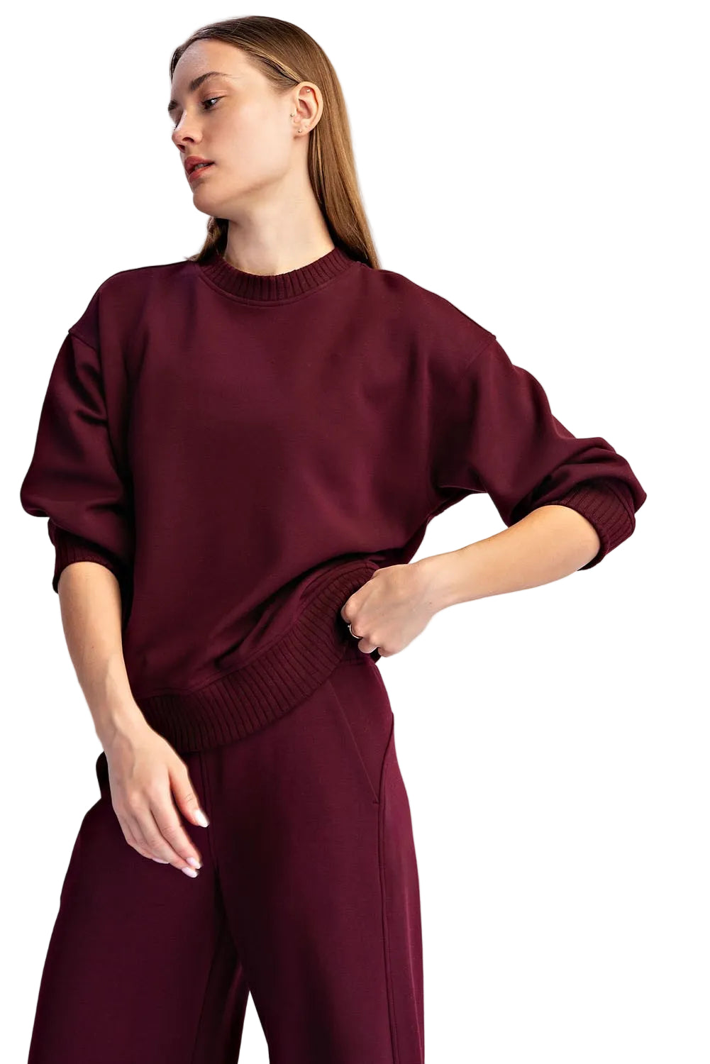 Rae Mode Women's Modal Scuba Luxe Crew Neck Top