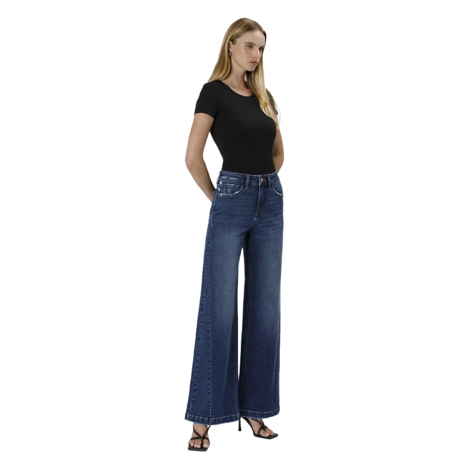Women's Vervet Tummy Control High Rise Wide Leg Jeans LV1443-P - Crazy House Western Wear