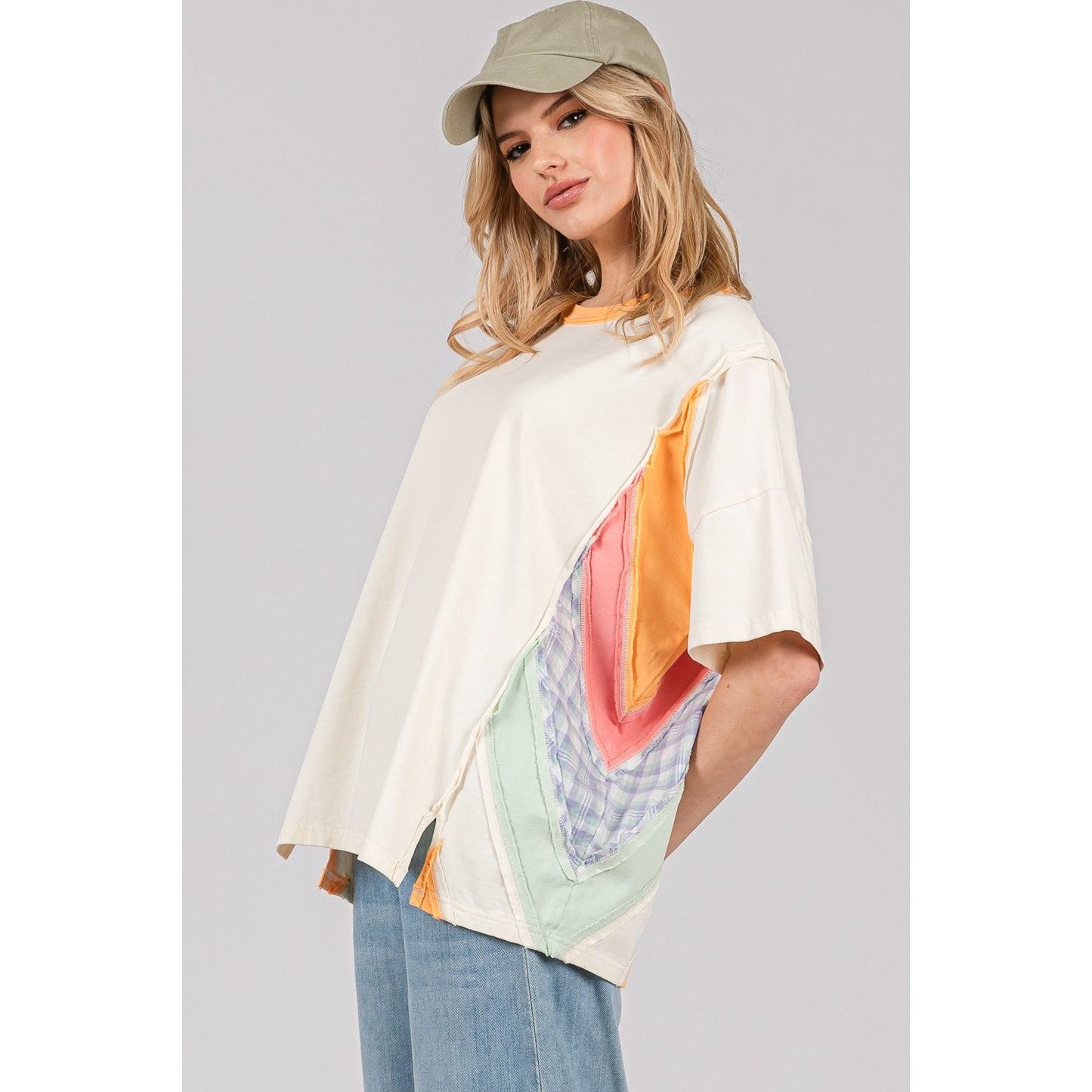 Women's Sunset Colorblock Oversized Tee ST7727