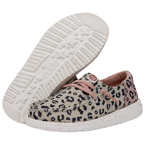 Girl's Hey Dude Wendy Funk Leopard Cream Slip on Shoes 40434-1LV