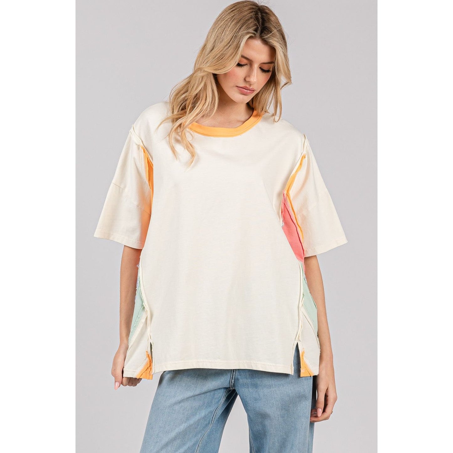 Women's Sunset Colorblock Oversized Tee ST7727
