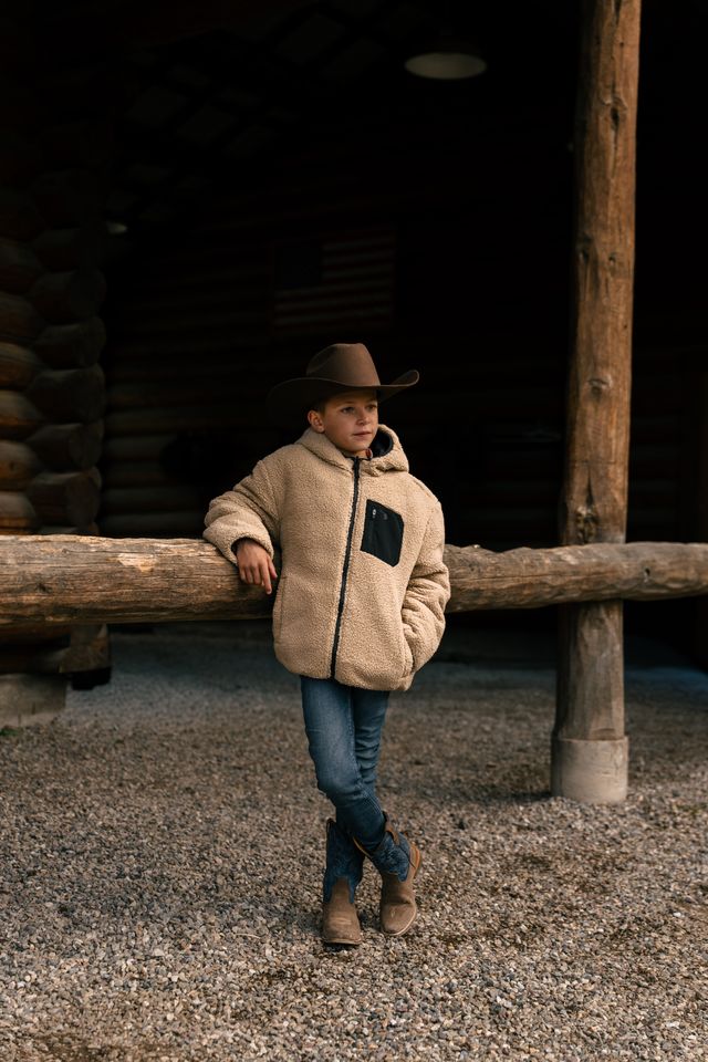 Burlebo Boy's Tan Mountain Fleece Hoodie Jacket Y-MFHJ-TAN