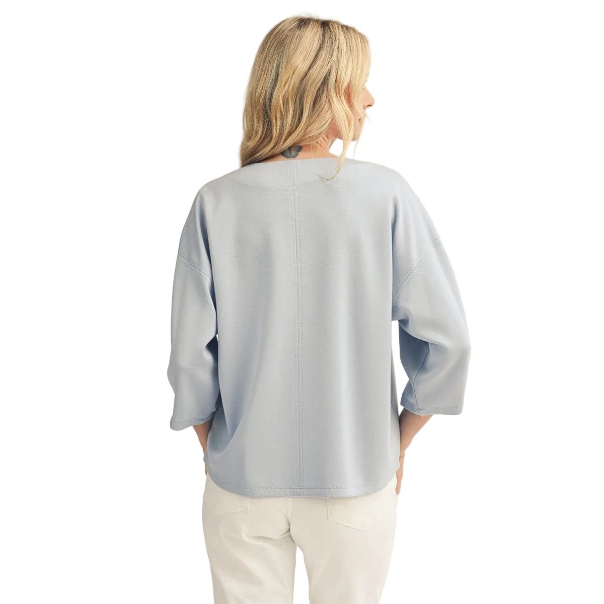 Women's Jodifl Sky Blue Soft Textured V Neck Solid Top G15341-SKB