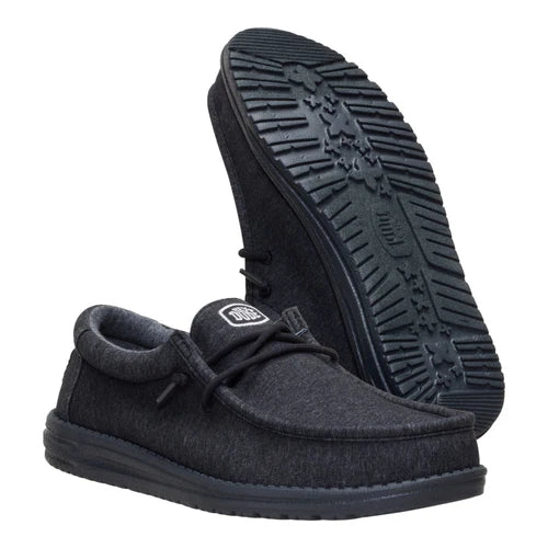 Men's Hey Dude Black Wally Stretch Jersey Casual Shoes 45433-060
