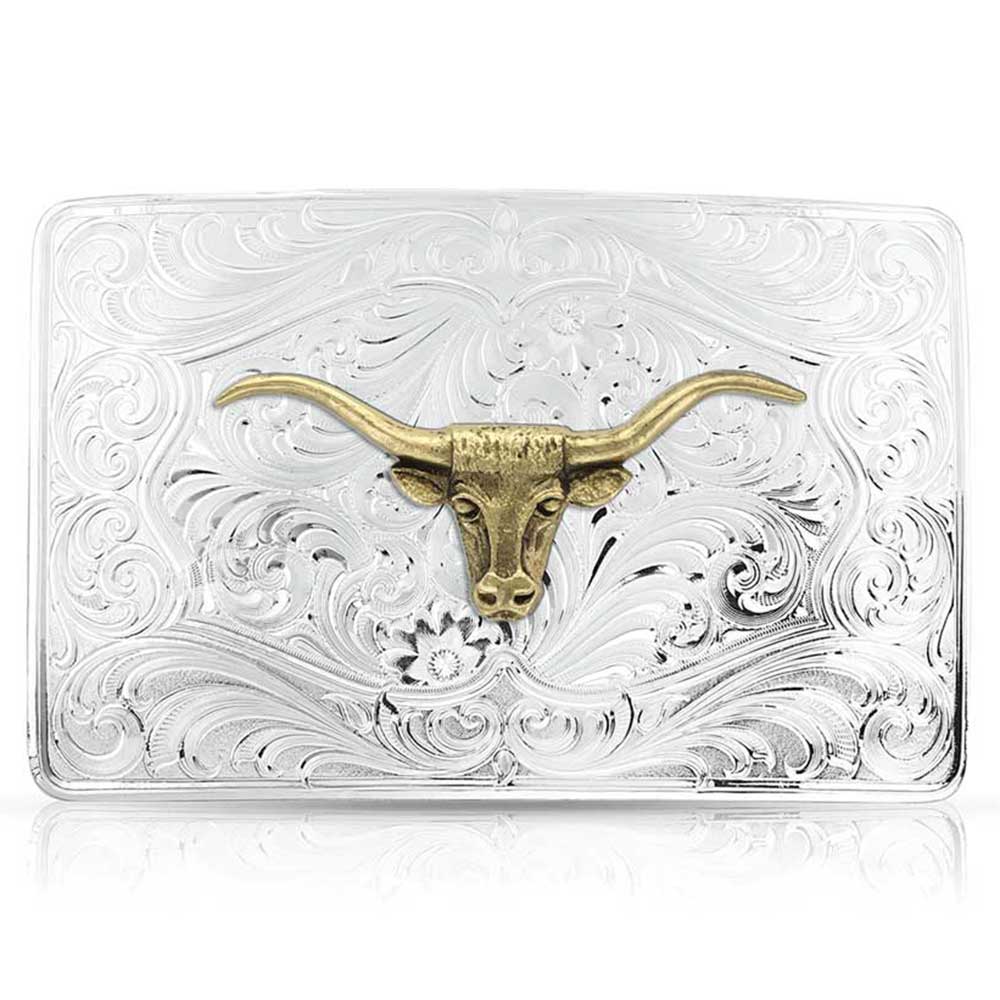 Men's Montana Silversmiths Iconic Western Longhorn Silver Belt Buckle 46510-64