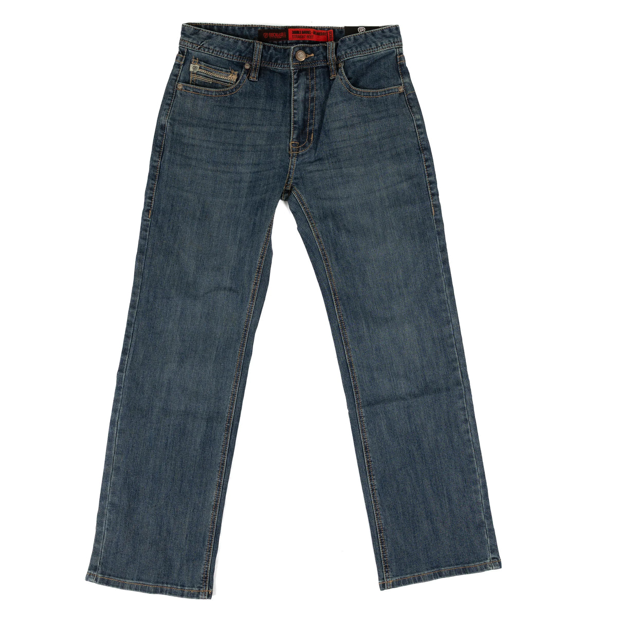 Rock and Roll Denim Men's Double Barrell Straight Mid Wash Bootcut Jeans BM0SD09795