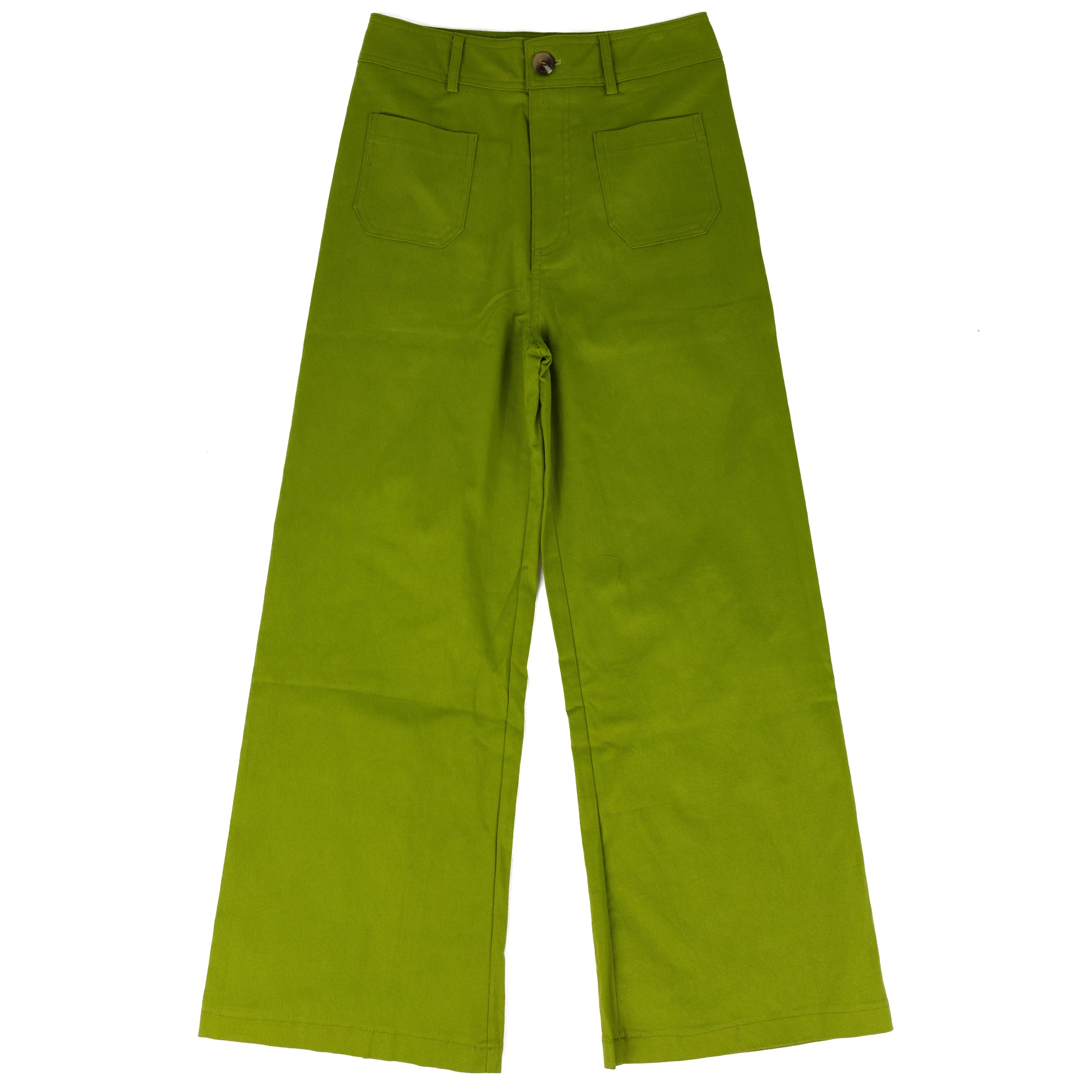 Glam Women's Wide Leg Green Pants P9264