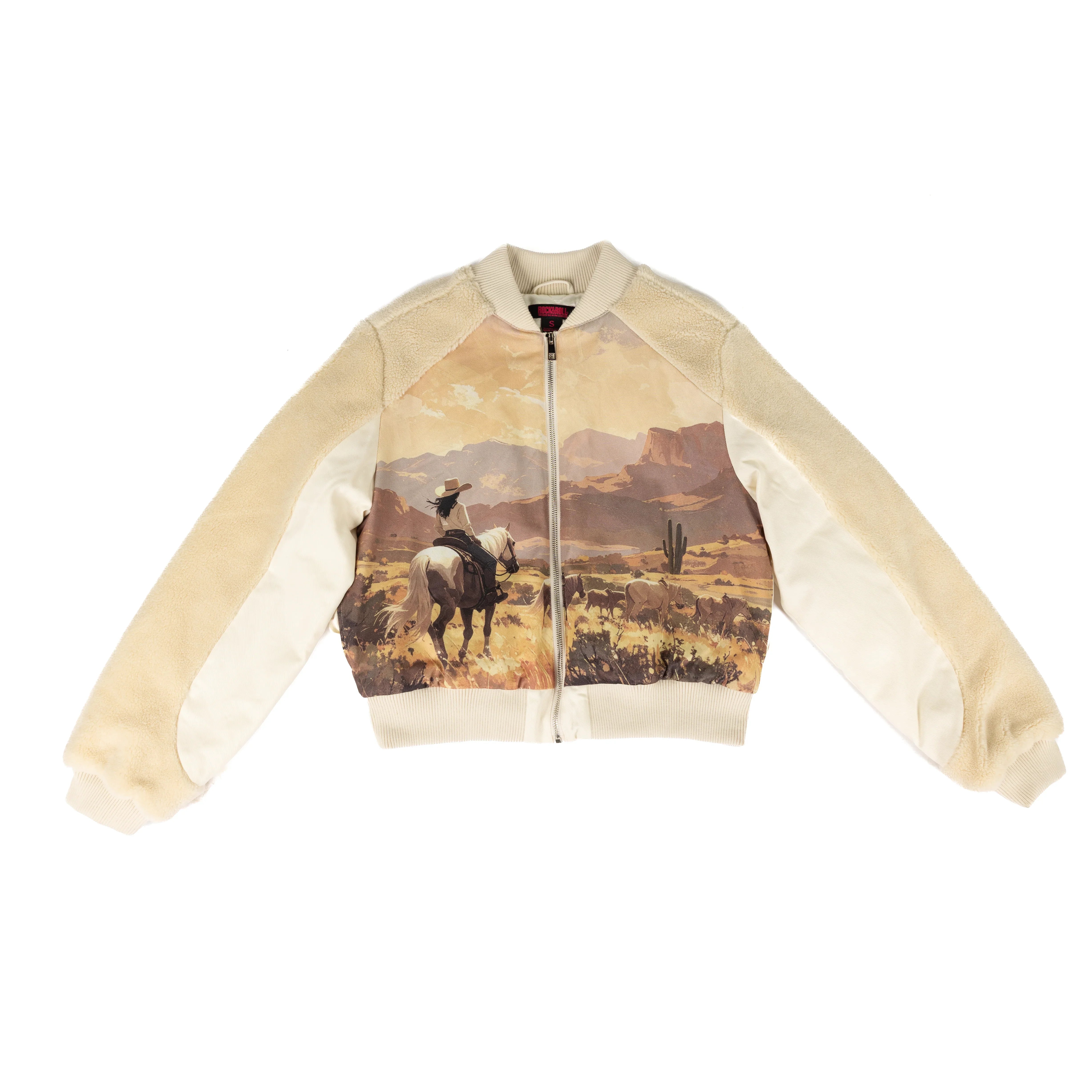 Rock and Roll Denim Women's Cream Cowgirl Bomber Jacket BW92C09653
