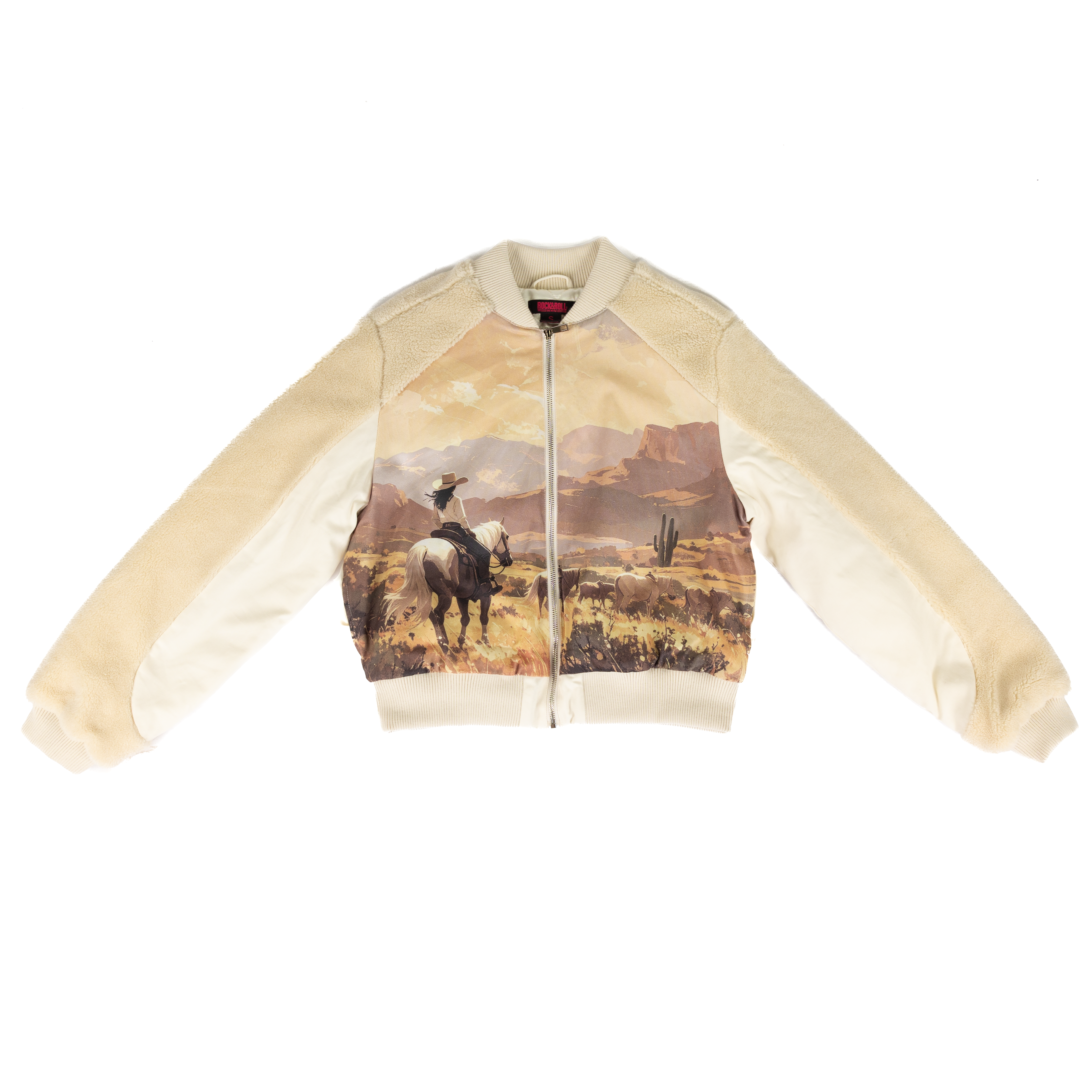 Rock and Roll Denim Women's Cream Cowgirl Bomber Jacket BW92C09653