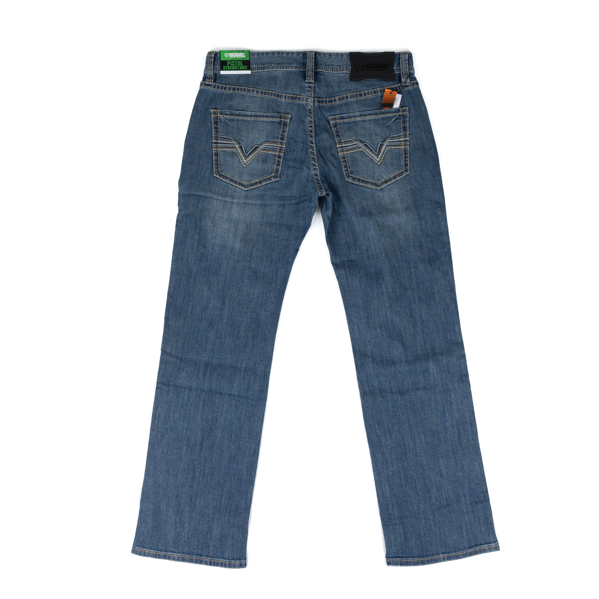 Men's Rock and Roll Mid Wash Pistol Straight Boot Cut Jeans BM1PD09117