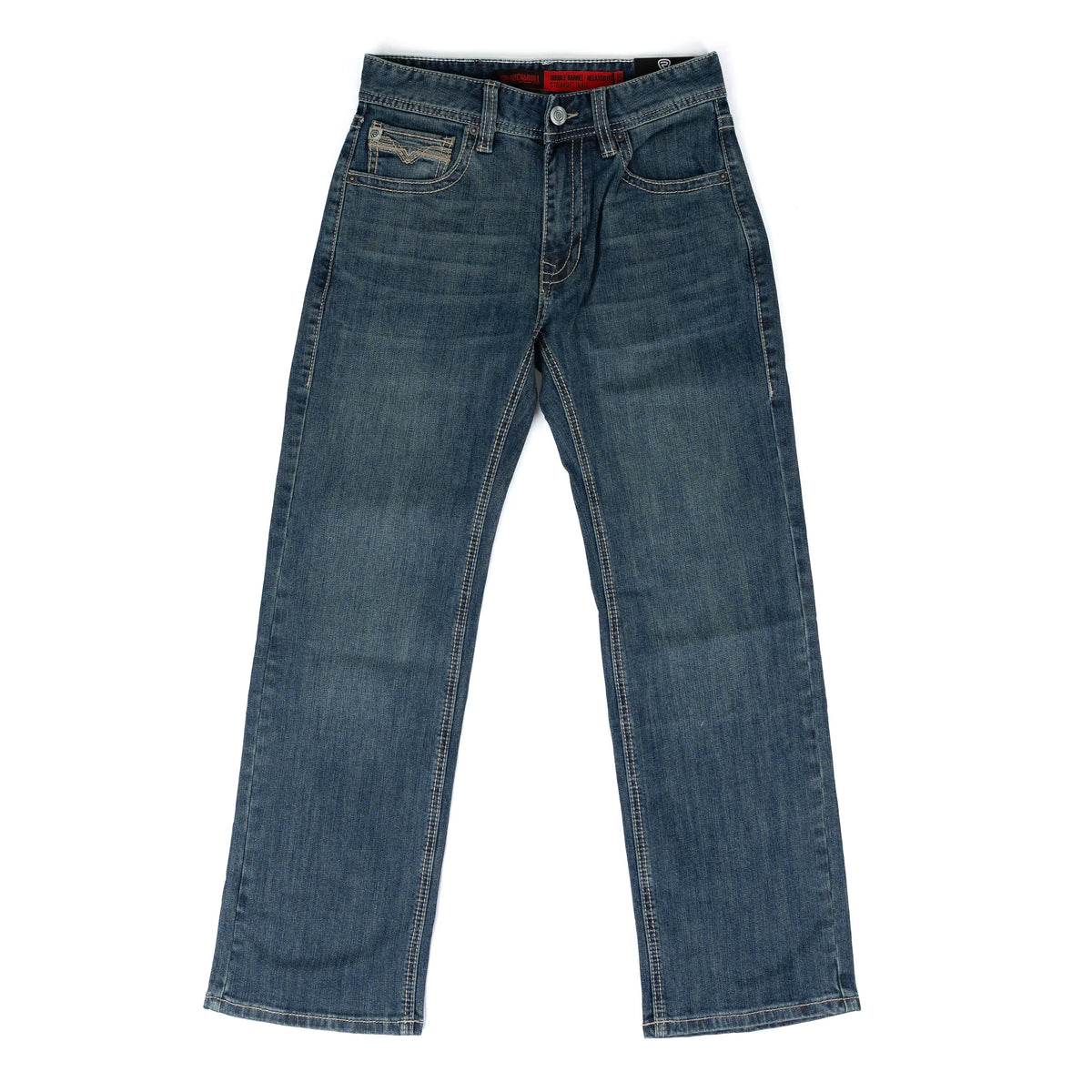 Men's Rock and Roll Dark Wash Double Barrel Straight Jeans BM0SD09114