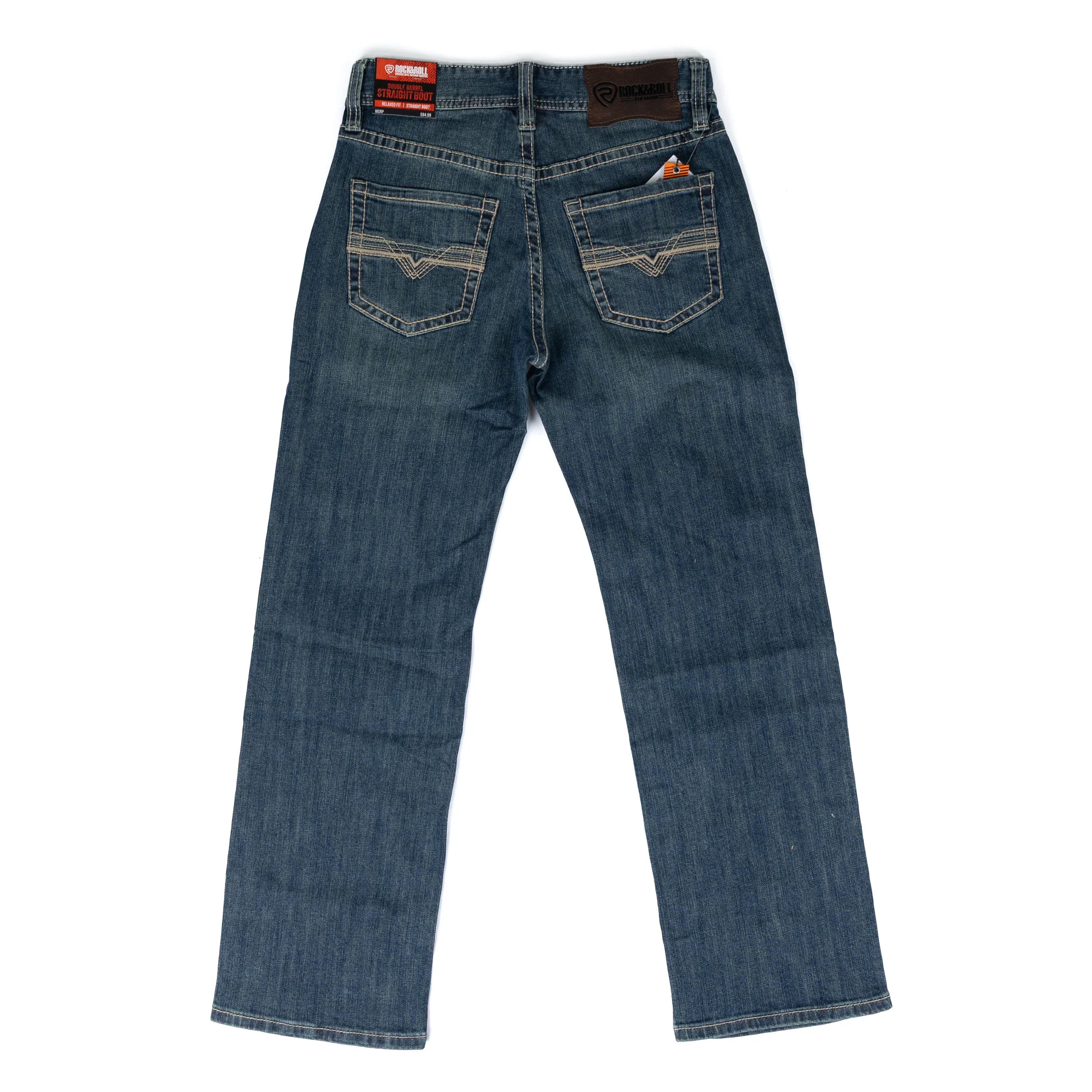 Men's Rock and Roll Dark Wash Double Barrel Straight Jeans BM0SD09114