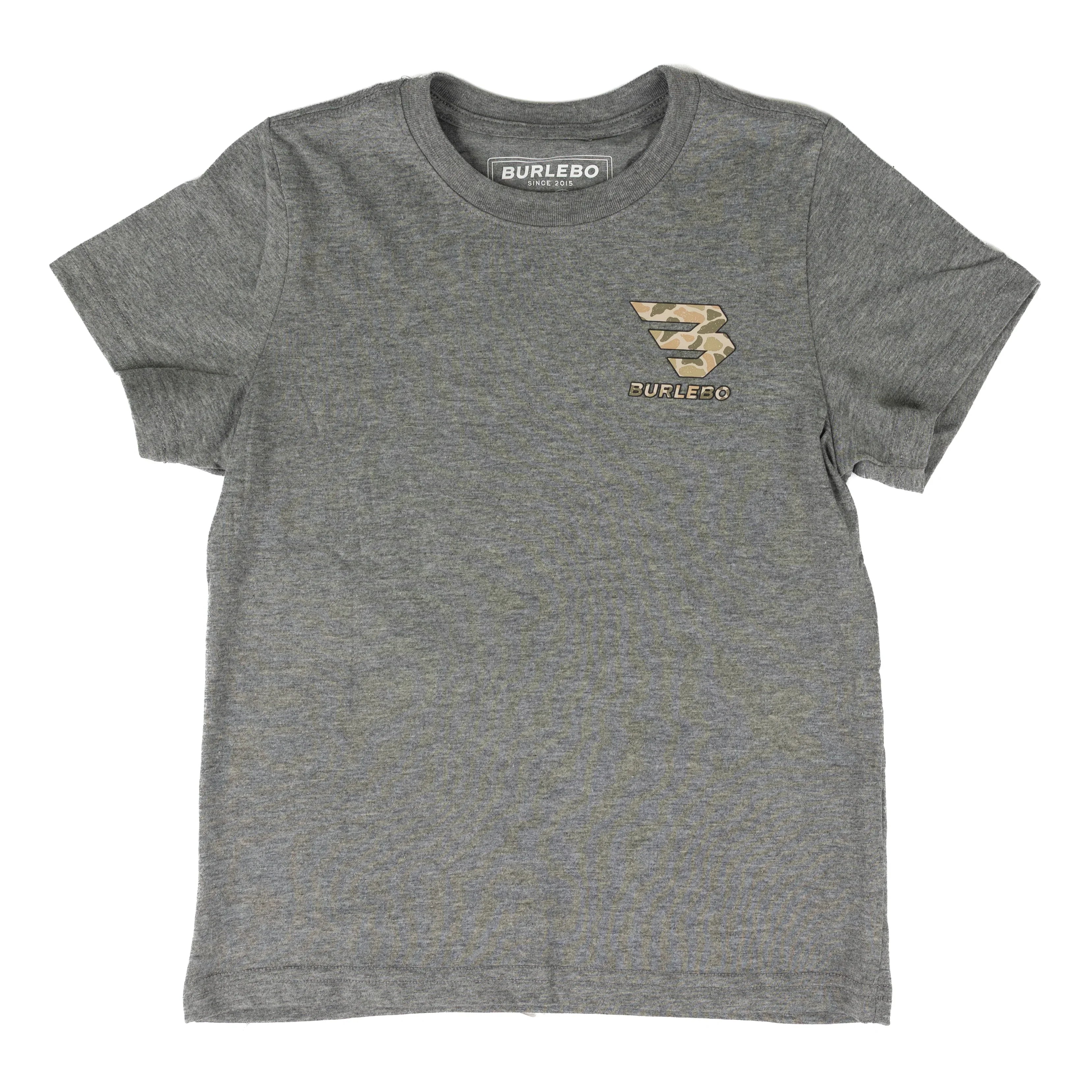 Burlebo Boy's Dark Gray Mallard Camo Dog Short Sleeve Tee Y-SST-MCD-DHG