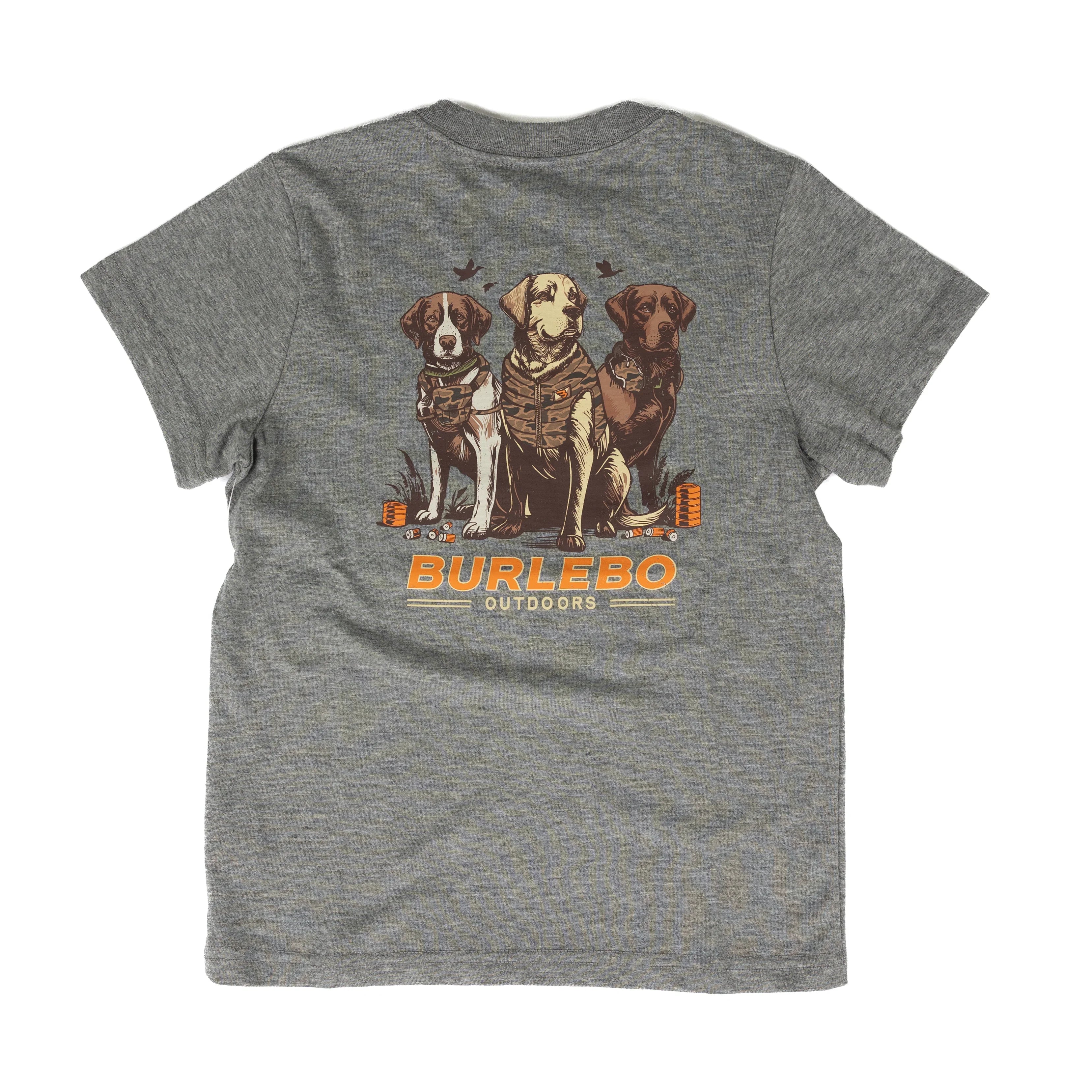 Burlebo Boy's Camo Duck Dog Gray Short Sleeve Tee Y-SST-CDD-DHG